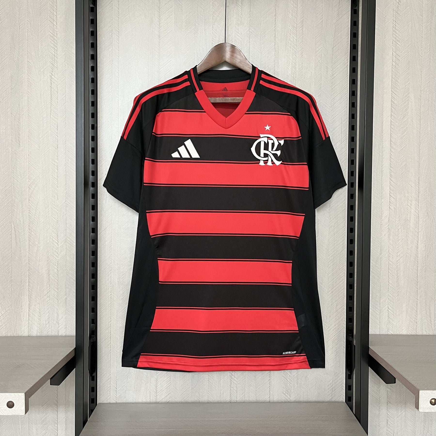Camisa Flamengo I 2025 s/n° Torcedor Adidas Masculina - Vermelho+Preto