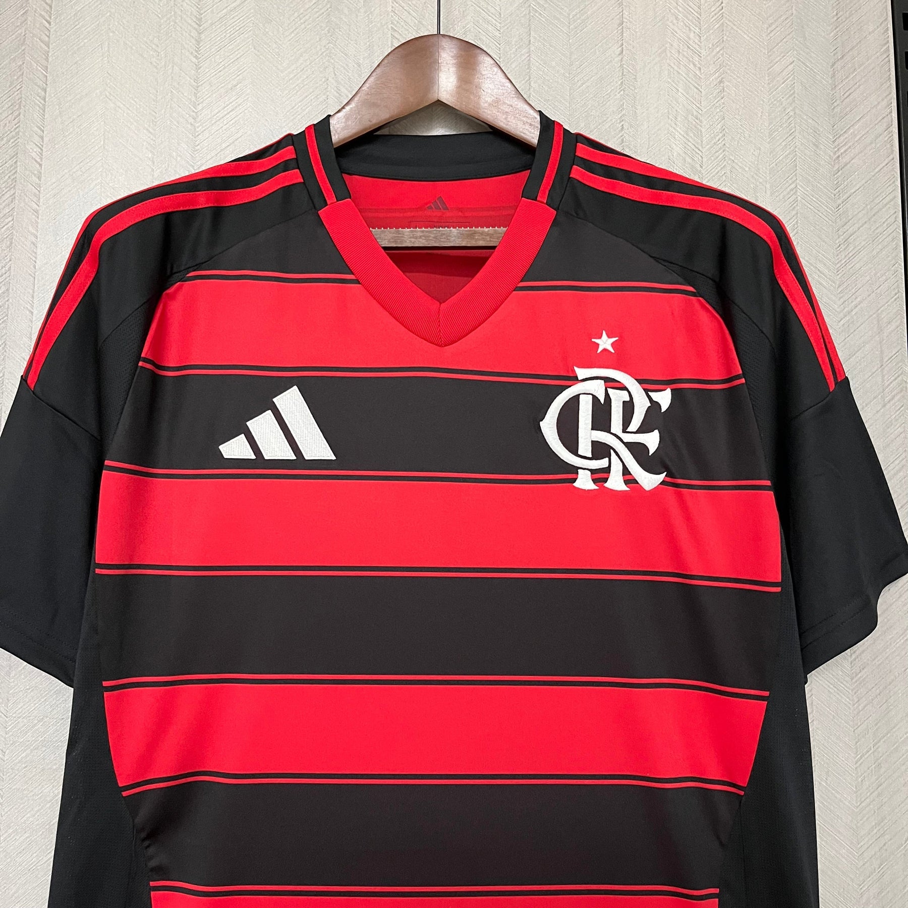 Camisa Flamengo I 2025 s/n° Torcedor Adidas Masculina - Vermelho+Preto
