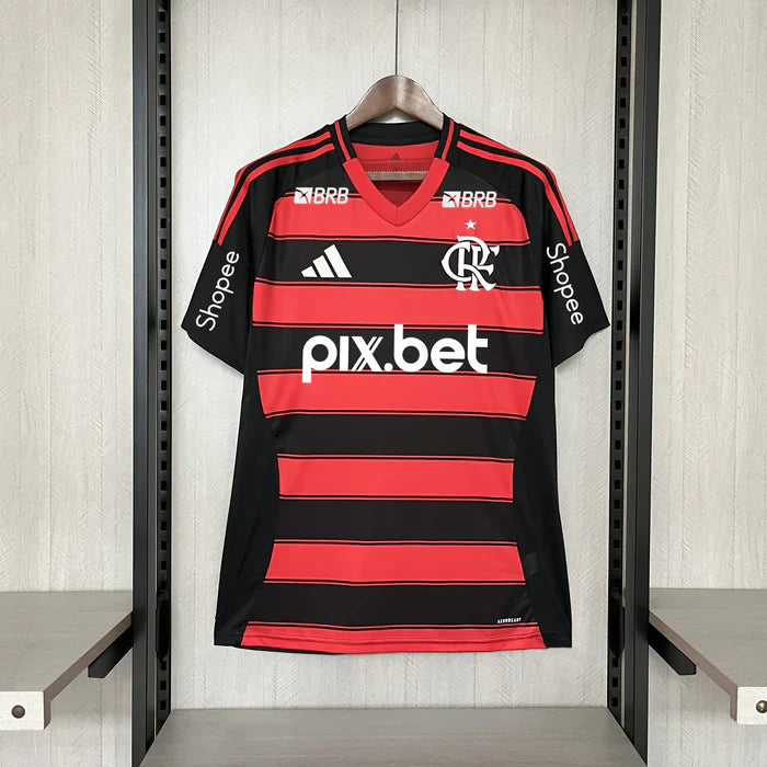 Camisa Flamengo I 2025 C/Patrocinio Masculina - Vermelho+Preto