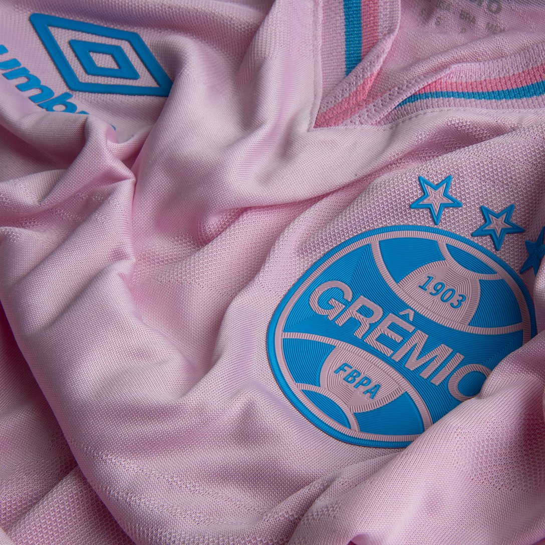 Camisa Grêmio Juvenil Outubro Rosa 24/25 s/n° Torcedor Umbro - Rosa+Azul