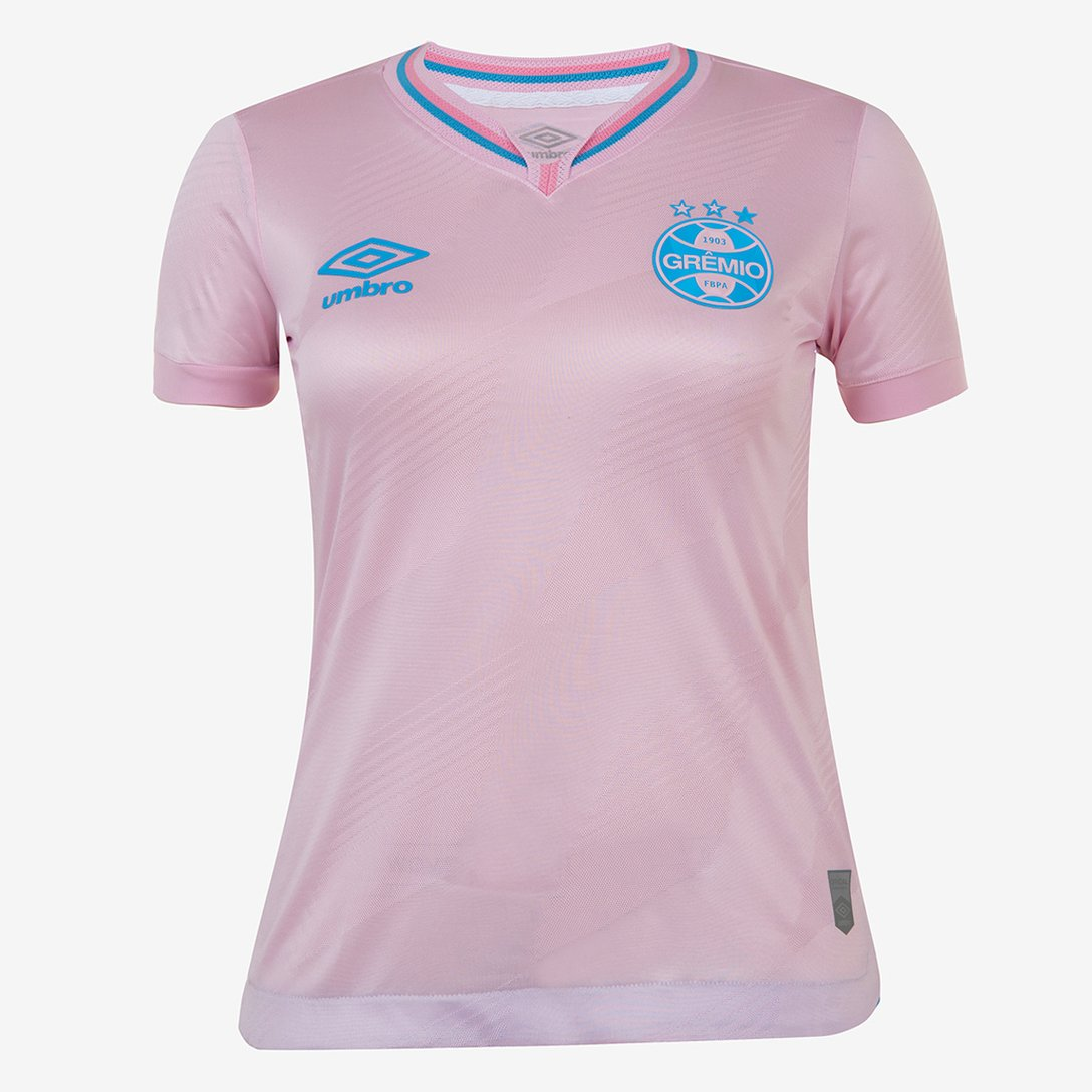 Camisa Grêmio Outubro Rosa 24/25 s/n° Torcedor Umbro Feminina - Rosa+Azul