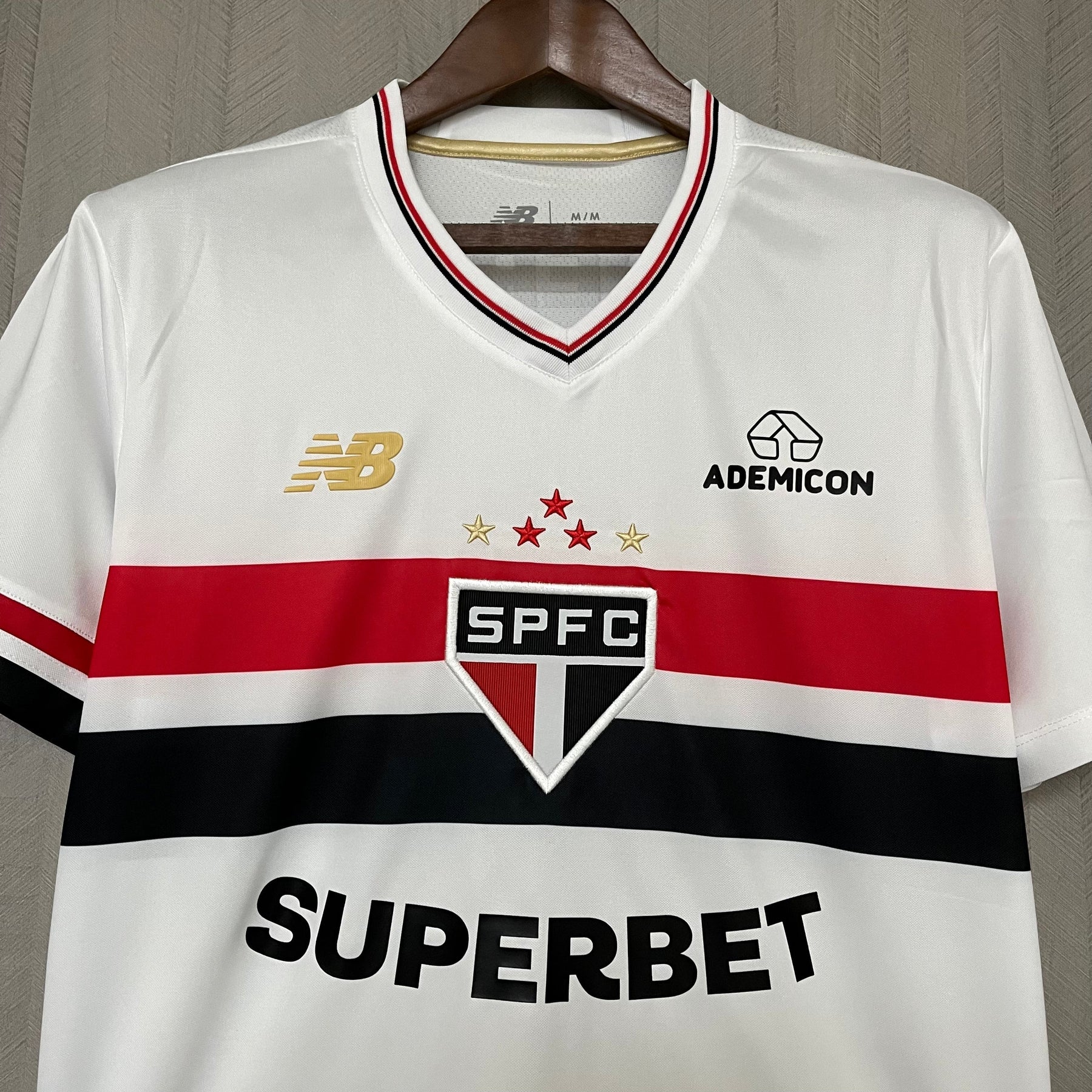 Camisa São Paulo 25/26 Casa New Balance Masculina - Branco+Vermelho