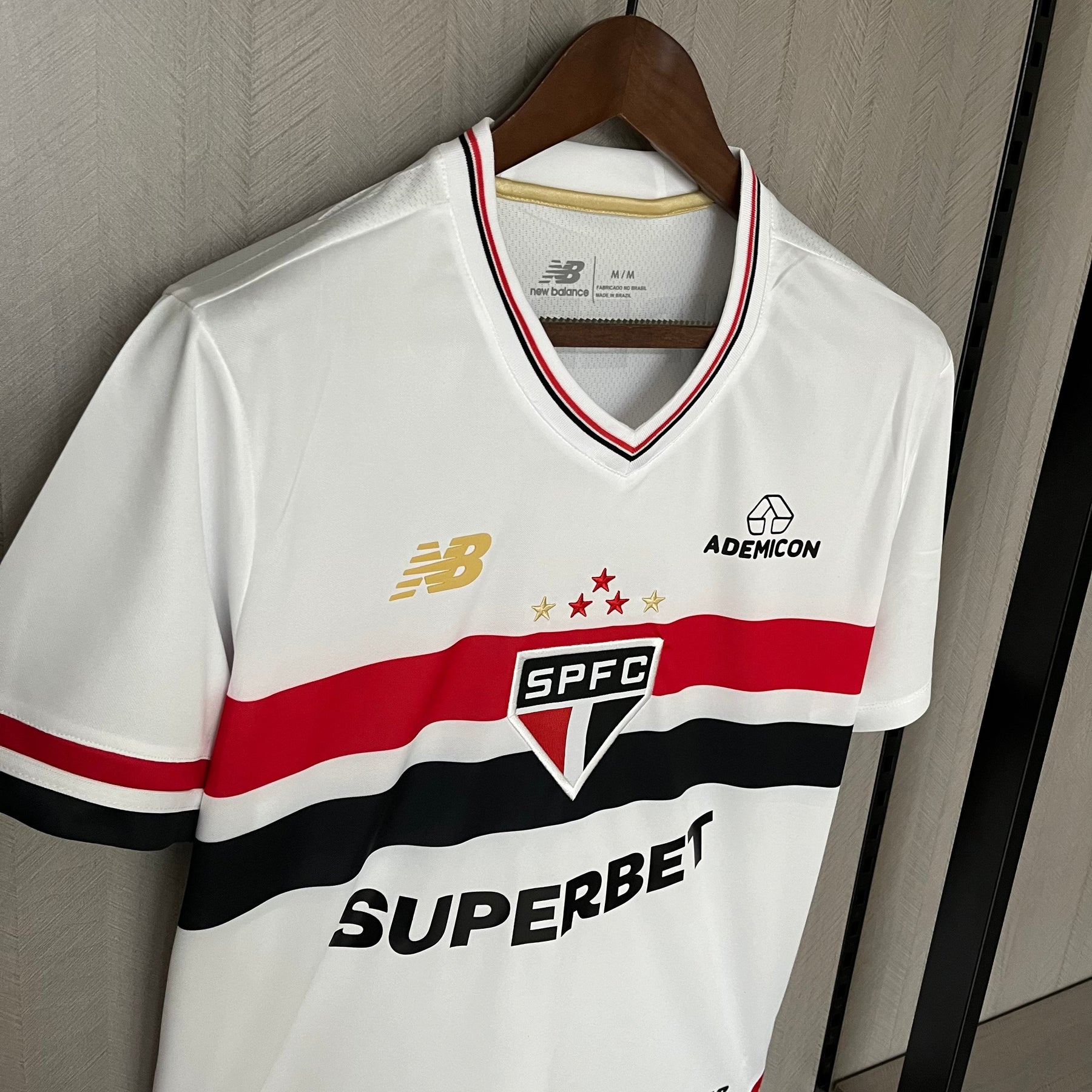 Camisa São Paulo 25/26 Casa New Balance Masculina - Branco+Vermelho