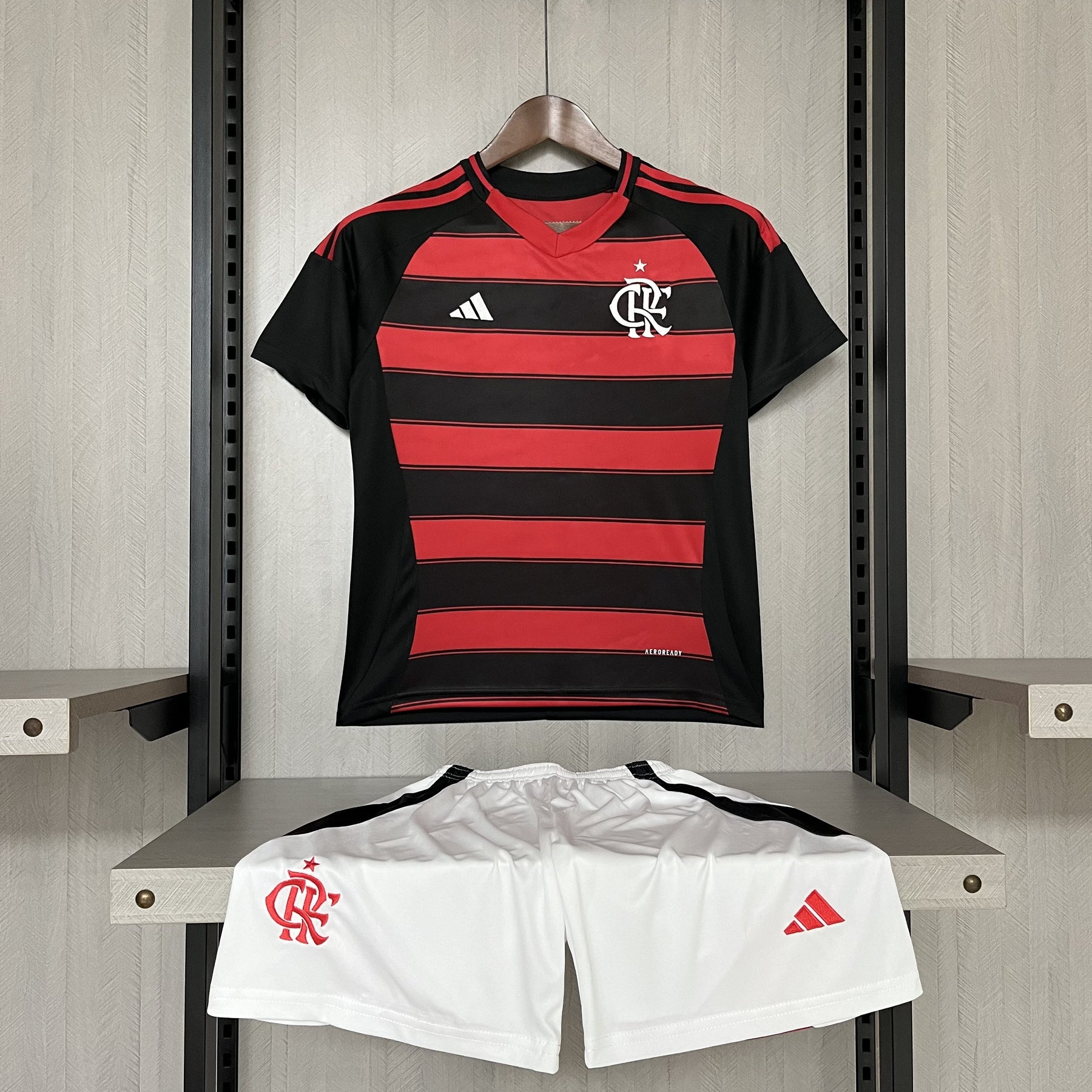 Kit Infantil Flamengo I 2025 s/n° Torcedor Adidas - Vermelho+Preto