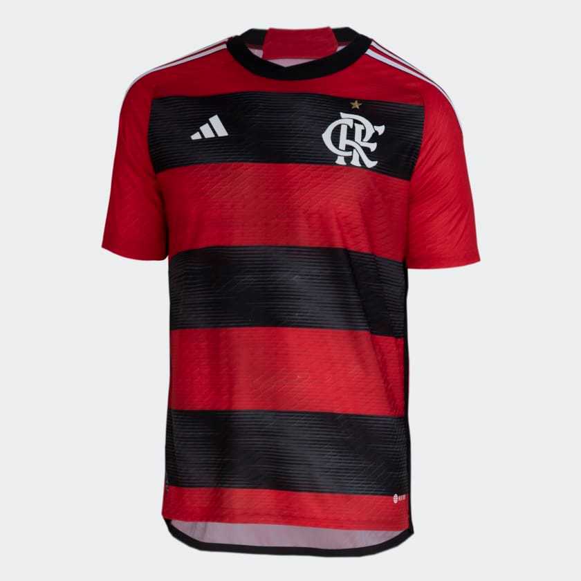 Camisa Flamengo I 23/24 s/n° Torcedor Adidas Masculina - Vermelho+Preto