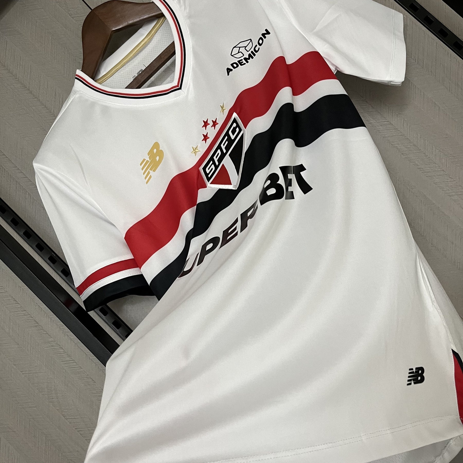 Camisa São Paulo 25/26 Casa New Balance Masculina - Branco+Vermelho