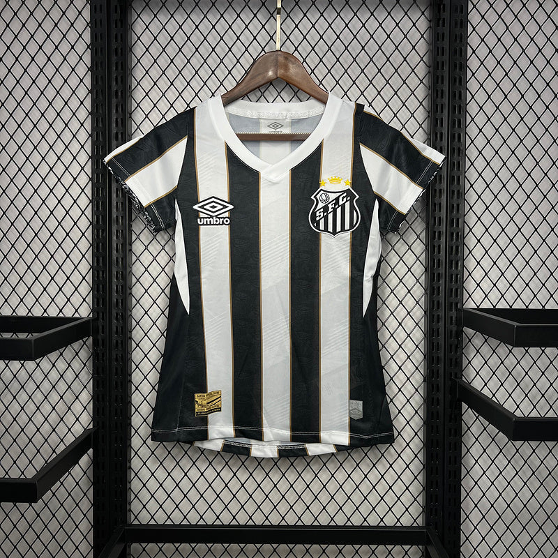 Camisa do Santos I Feminina 24/25 preta e branca