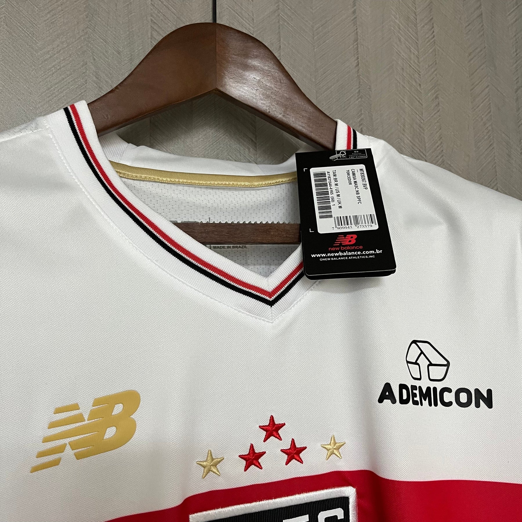 Camisa São Paulo 25/26 Casa New Balance Masculina - Branco+Vermelho
