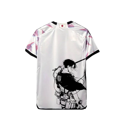 Camisa Japão Anime Attack on titan Levi 24/25 - Torcedor Masculina - Branco com detalhes em Preto