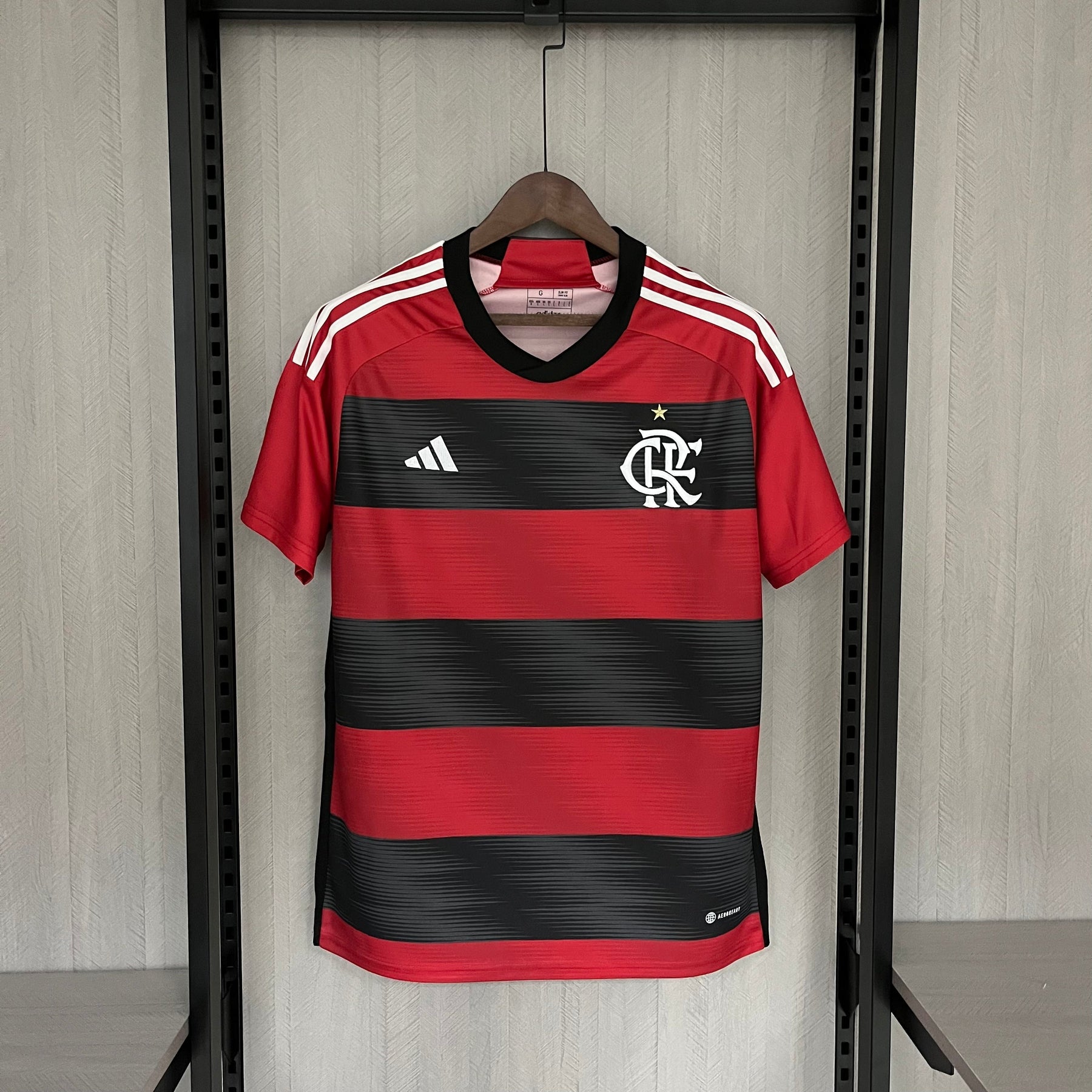 Camisa Flamengo I 23/24 s/n° Torcedor Adidas Masculina - Vermelho+Preto
