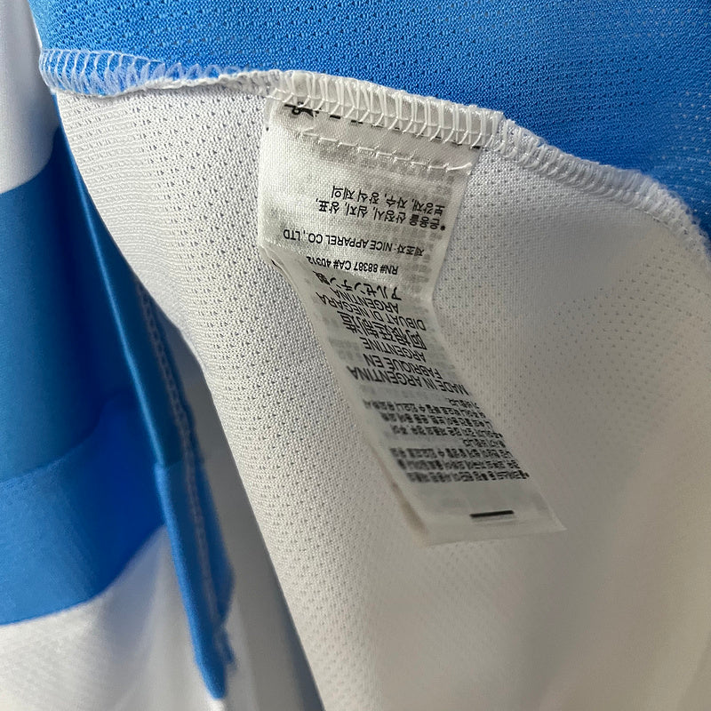 Camisa Seleção Argentina Home 2024/25 + Patch Campeão - Branca e Azul