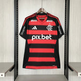 Camisa Flamengo I 2025 C/Patrocinio  Masculina - Vermelho+Preto