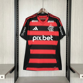 Camisa Flamengo I 2025 C/Patrocinio  Masculina - Vermelho+Preto
