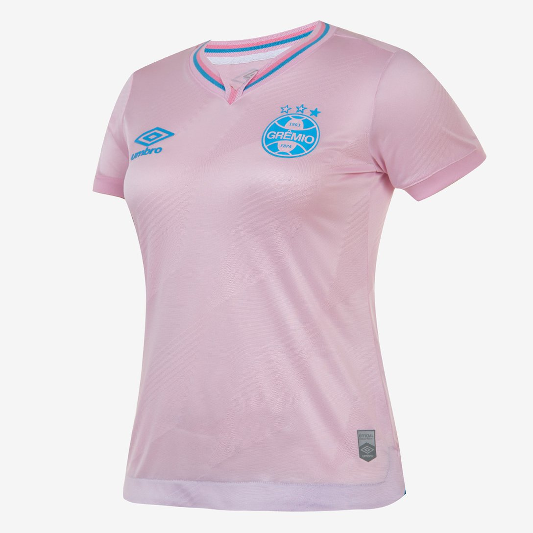 Camisa Grêmio Outubro Rosa 24/25 s/n° Torcedor Umbro Feminina - Rosa+Azul
