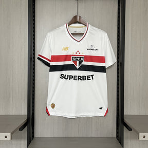 Camisa São Paulo 25/26 Casa New Balance Masculina - Branco+Vermelho
