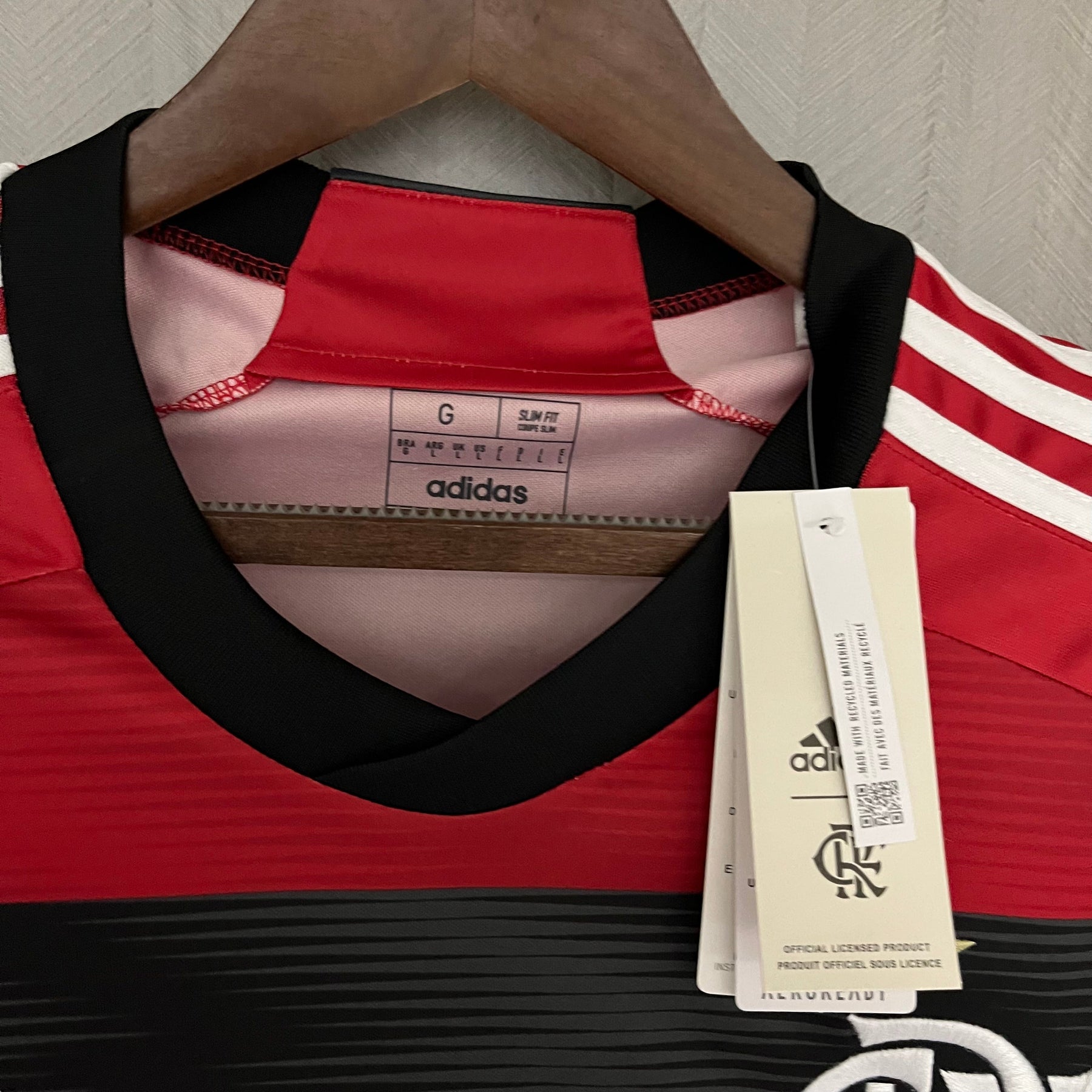 Camisa Flamengo I 23/24 s/n° Torcedor Adidas Masculina - Vermelho+Preto