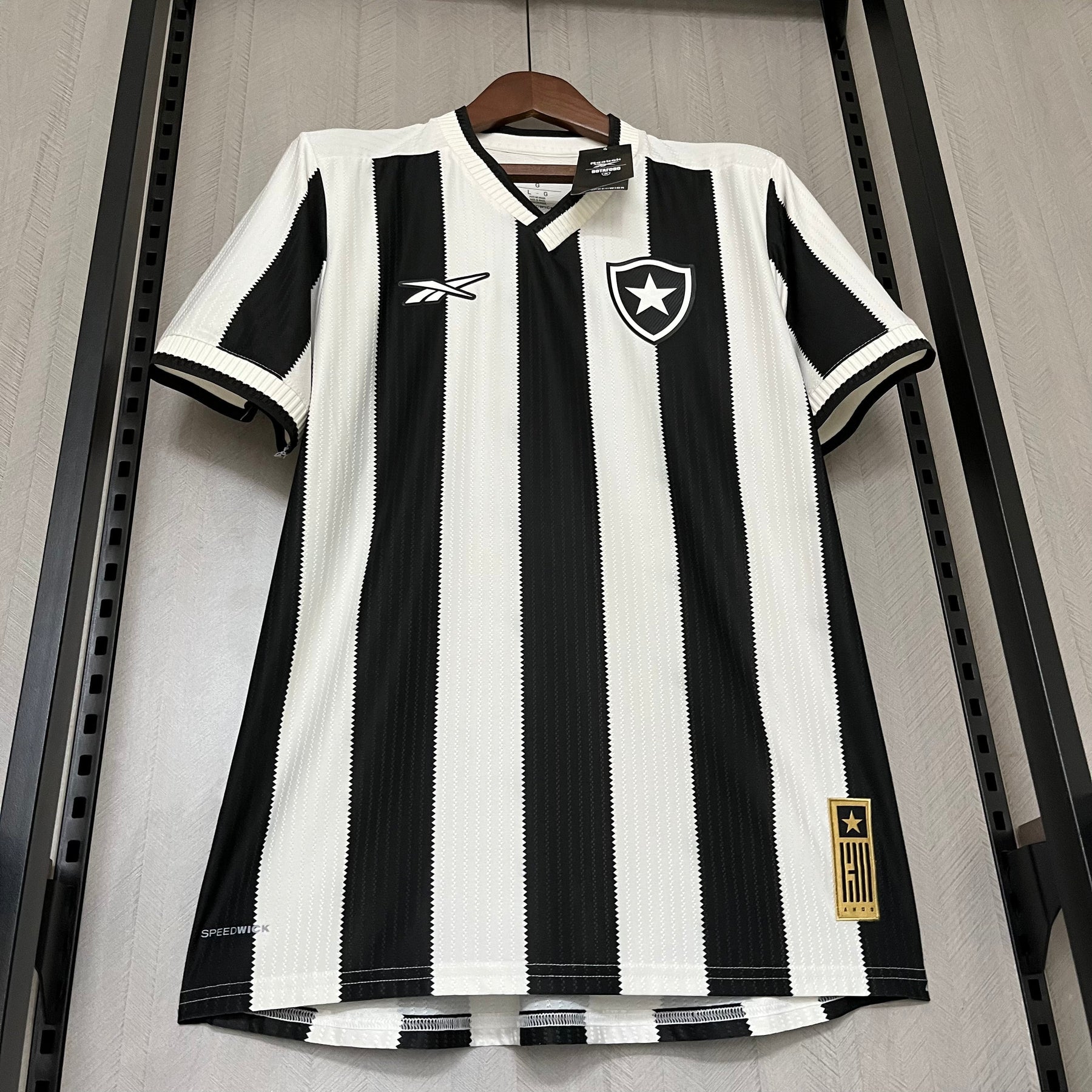 Camisa Reebok Botafogo 24/25 Casa - Preta e Branca  (Patch)