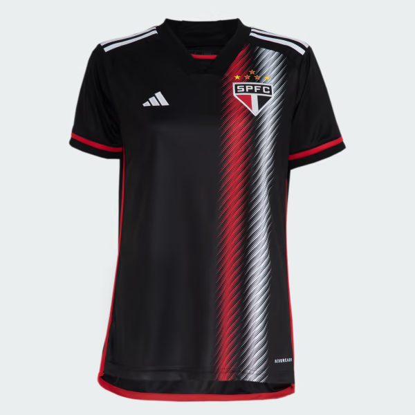 Camisa Feminina São Paulo I 23/24 Adidas - Preta e Vermelha
