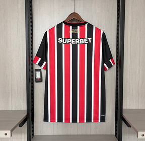 Camisa São Paulo I 24/25 New Balance - Vermelha e preta  (Com todos patrocinadores)