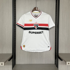 Camisa São Paulo 25/26 Casa New Balance - Branco+Vermelho - (Feminina)