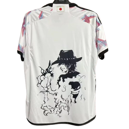 Camisa Japão Anime One Piece Ace 24/25 - Torcedor Masculina - Branco com detalhes em Preto