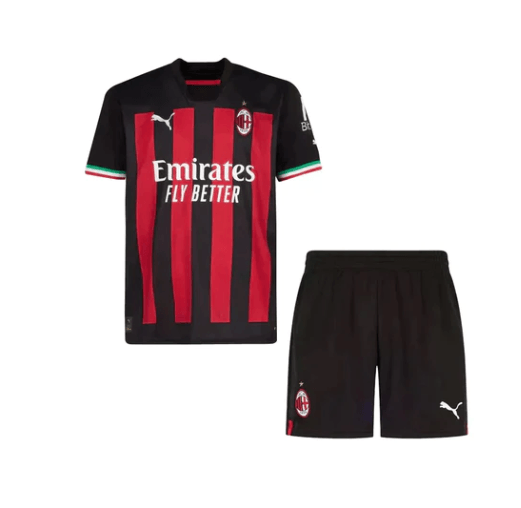 Conjunto Infantil Milan Away 22/23 - Preto e Vermelho