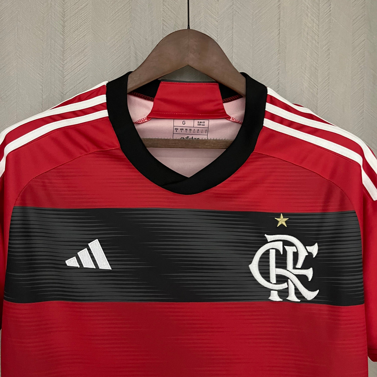 Camisa Flamengo I 23/24 s/n° Torcedor Adidas Masculina - Vermelho+Preto