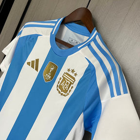 Camisa Seleção Argentina Home 2024/25 + Patch Campeão - Branca e Azul