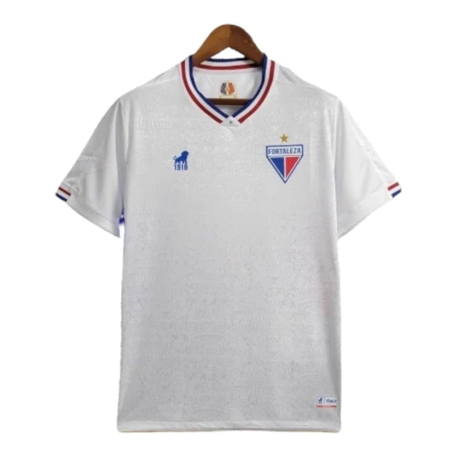 Camisa Fortaleza II 24/25 - Torcedor Leão Masculina - Branca com detalhes em azul e vermelho